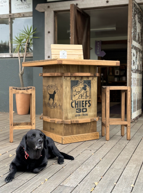 Waikato Chiefs Bar Leaner made by Blackdog Furniture